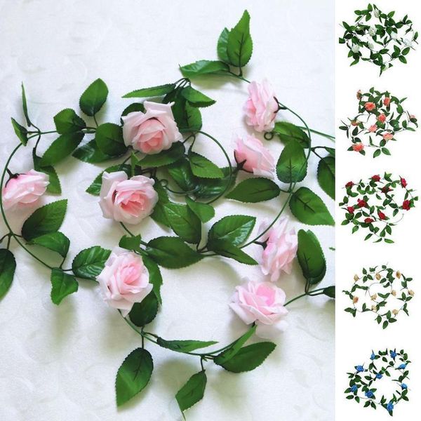 

decorative flowers & wreaths 1pc artificial rose silk flower vine garland for wedding decoration dried vines home garden fake plant wall dec
