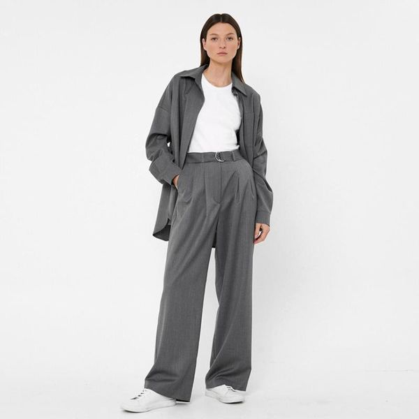 

office clothing for womens gargo pants outfit women suit autumn slim high waist straight loose wide leg women's & capris, Black;white