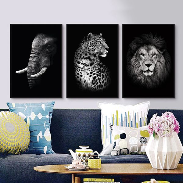 

unframed hd printed canvas painting animal lion leopard elephant home decoration wall art poster