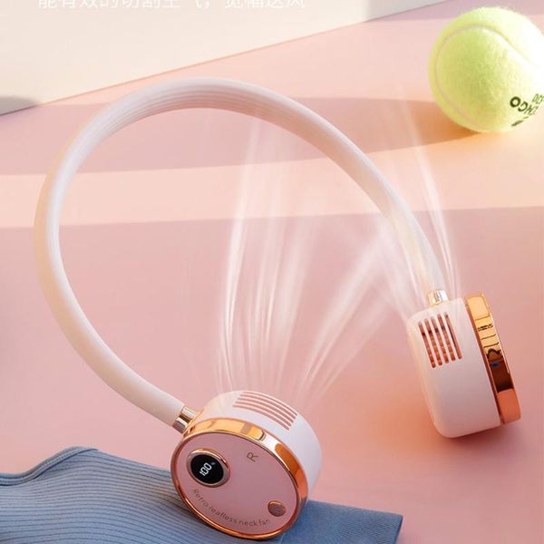 

electric fans summer mini hanging neck fan digital usb rechargeable silent portable outdoor sport cooling lazy bladeless