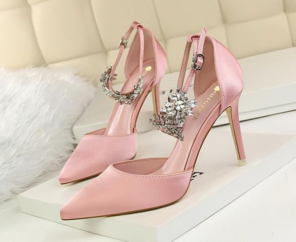 

spring pointed toe high heels women shoes fashion classic women's pumps pink red blue lady office wedding, Black