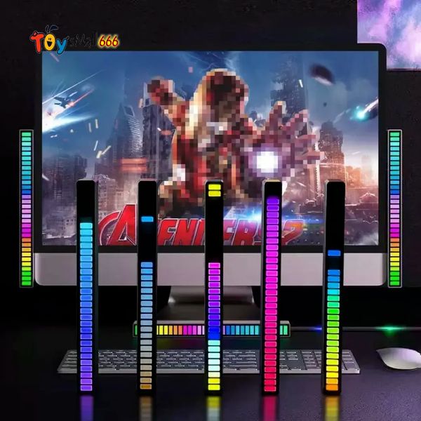 

rgb voice-activated pickup rhythm party light creative colorful sound control ambient with 32 bit music level indicator car deskled light