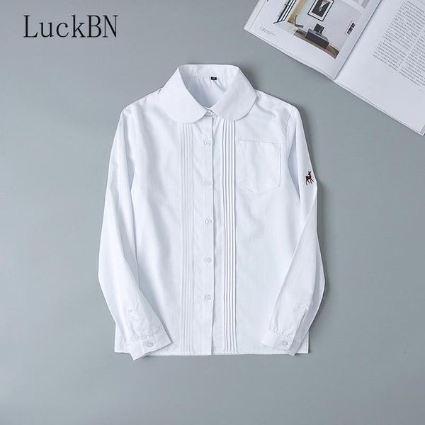 

women's blouses & shirts school uniforms long sleeve white shirt japanese student girls and boys fawn embroidery uniform pleated decora