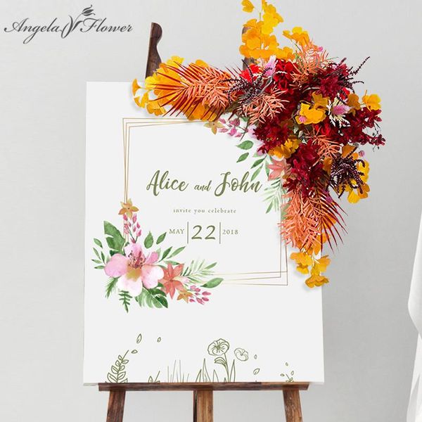 

decorative flowers & wreaths custom road guide artificial flower garland wedding welcome area sign decor row party cornor wall floral bouque