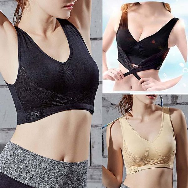 

gym clothing lelinta women bras fitness sports wirelace bra seamless push up vest comfortable underwear, White;black