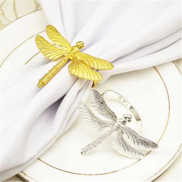 

napkin rings 12 / pcs el tableware silver gold dragonfly ring metal manufacturer wholesale
