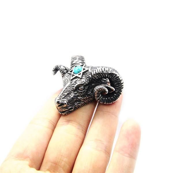 

pendants est star goat pendant 316l stainless steel fashion cool man necklace, Black