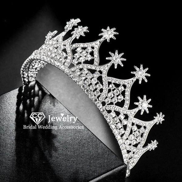 

hair clips & barrettes women crowns wedding accessories bridal engagement jewelry large crown trendy headband tiaras and party gift hs50, Golden;silver