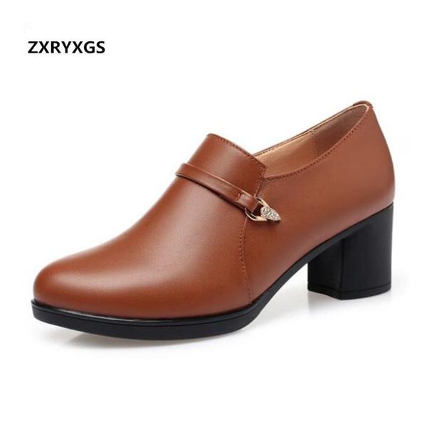 

dress shoes 2021 plus size autumn full genuine leather women elegant temperament fashion woman high heel, Black