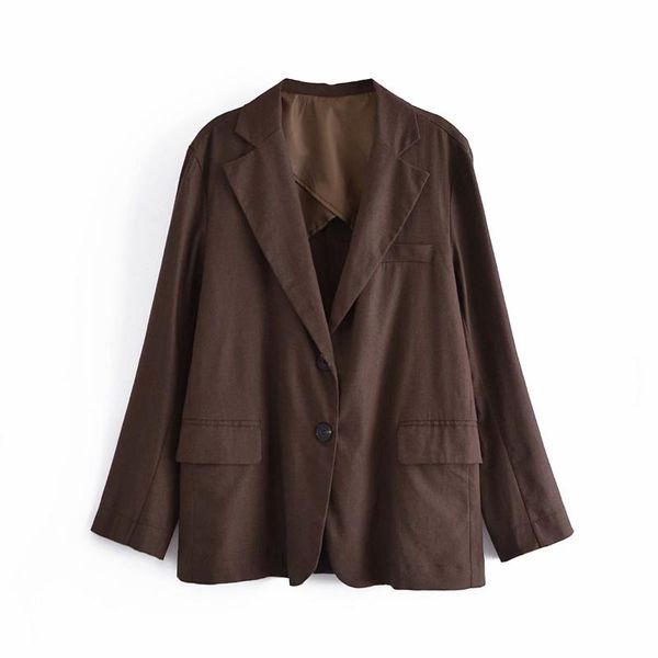 

women's suits & blazers 2021 women fashion office lady linen single breasted blazer with pockets long sleeve notched neck vintage femal, White;black