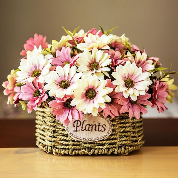 

decorative flowers & wreaths artificial flower bouquet plant and basket home decor vase silk fake for living room offices garden decoration