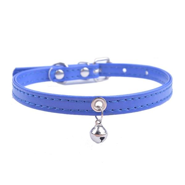 

dog collars & leashes pu leather collar with bell puppy pet for small dogs adjustable 8-11'' size xxs xs s blue pink white black