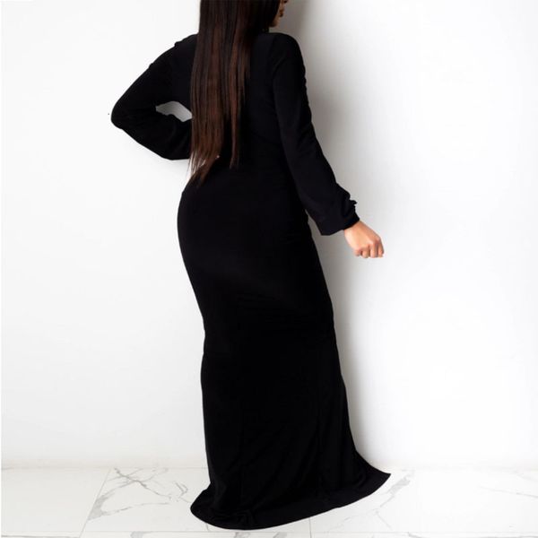 

dresses fashion elegant solid split maxi party women deep v-neck draped long es ladies fahsion nightclub bodycon vestido 4w37 fnt2, Black;gray