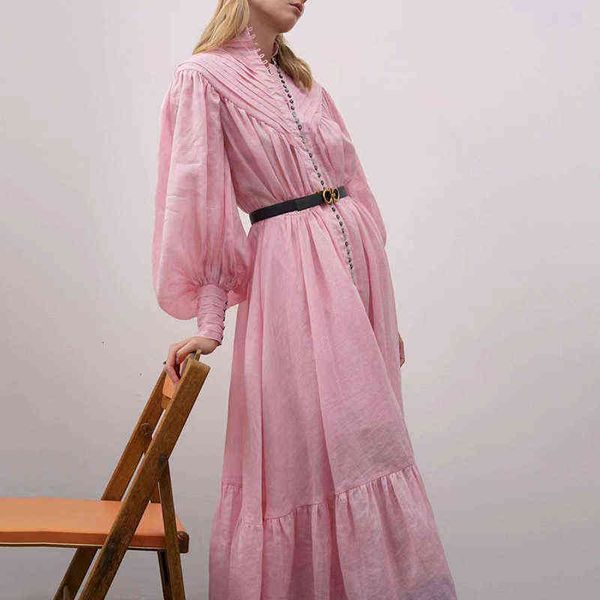 

luxury party evening dress pink style chiffon long skirt 2021 summer lantern sleeve lace up single breasted big pendulum fairy, Black