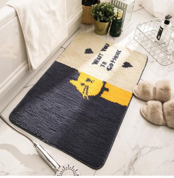 

plush carpet non-slip bath mat bathroom rug gray cartoon cat soft surface warm floor rugs for home decoration mats