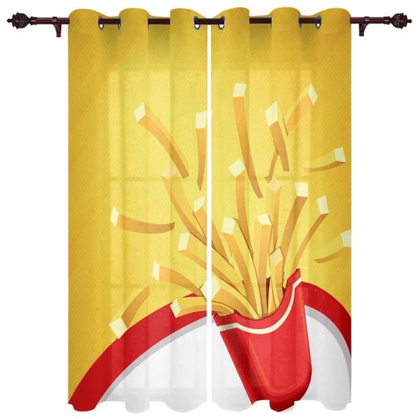 

french fries cute cartoon valance window curtains for living room bedroom kitchen home luxury youth treatment curtain & drapes