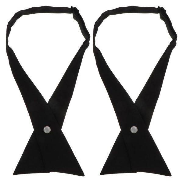 

bow ties 2pcs school uniform adjustable cross bowtie practical, Black;gray