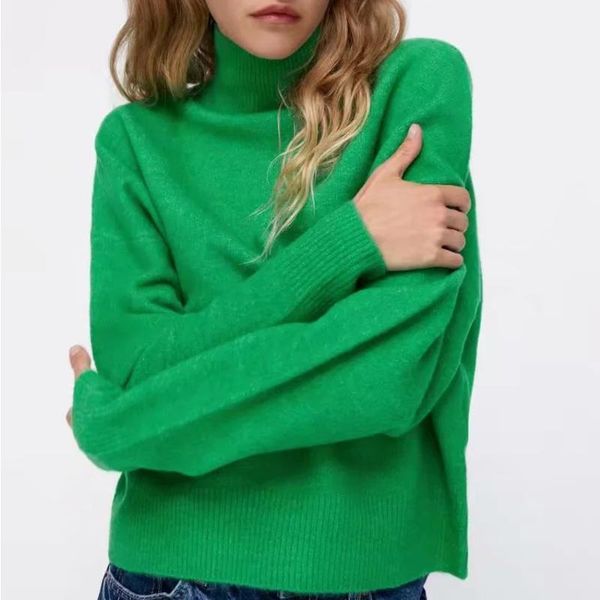 

women's sweaters 2021 autumn and winter simple high-neck solid color long-sleeved sweater loose thin pullover fashion top, White;black