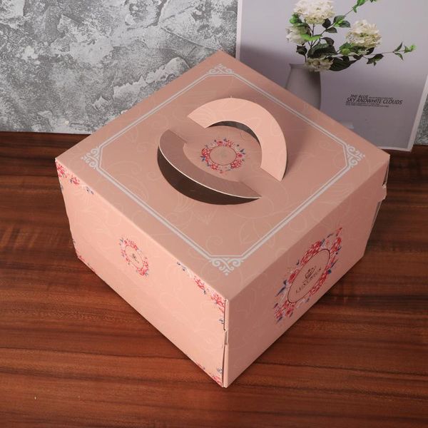 

gift wrap 6 inches portable birthday cake box bakery wrapping paper for wedding party (flower clumps)