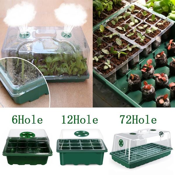 

6/12 holes garden plant pot seed grow box nursery seedling starter yard tray gardening with cover home decor planters & pots