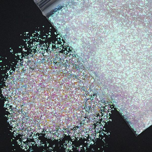 

500g/bag sparkly irregular laser manicure spangles nail art sequins 3d ultra-thin holographic ab color glitter flakes tg#14, Silver;gold