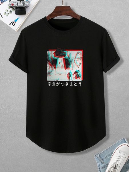 

men japanese letter & figure graphic tee w9pu#, White;black
