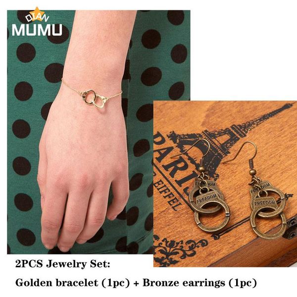 

earrings & necklace antique silver color vintage handcuffs dangle cool accessories alloy nickel for women party jewelry gifts