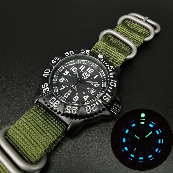 

wristwatches luminous quartz men's sports watch, multifunctional nylon timer, waterproof, military style, outdoor activities, in 2021, Slivery;brown