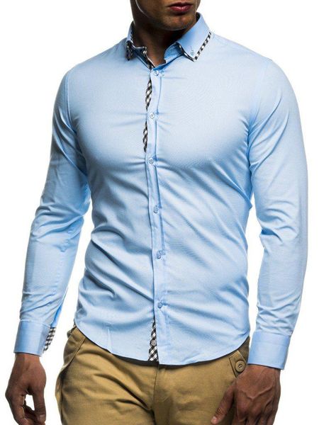 

men's casual shirts spring summer men shirt long sleeve solid causal formal business man dress, White;black