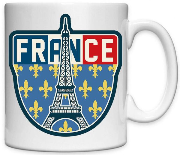 

mugs france banner eiffel tower graphic ceramic tea coffee mug