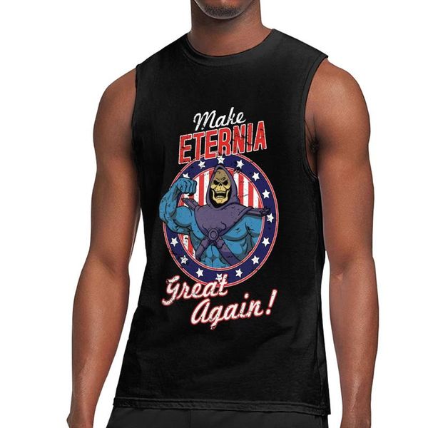 

men' tank he-man the masters of universe make eternia great again mens bodybuilding summer gym clothing male loose vest, White;black