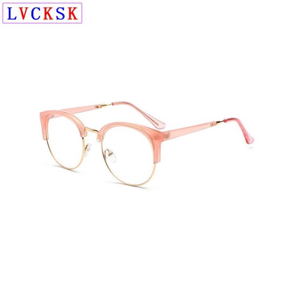 

fashion sunglasses frames retro metal semi rimless transparent glasses women men cat eyes clear glass frame prescription spectacles n5, Black