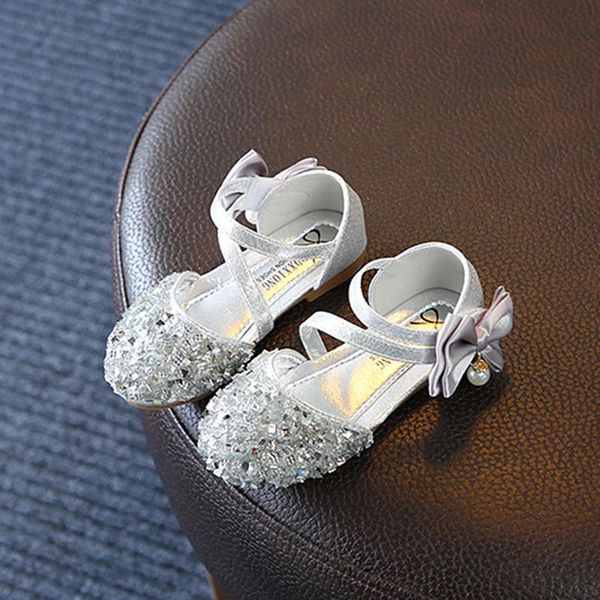 

fashion kids girls sequin bow sandals children summer girl sweet princess shoes, Black;red