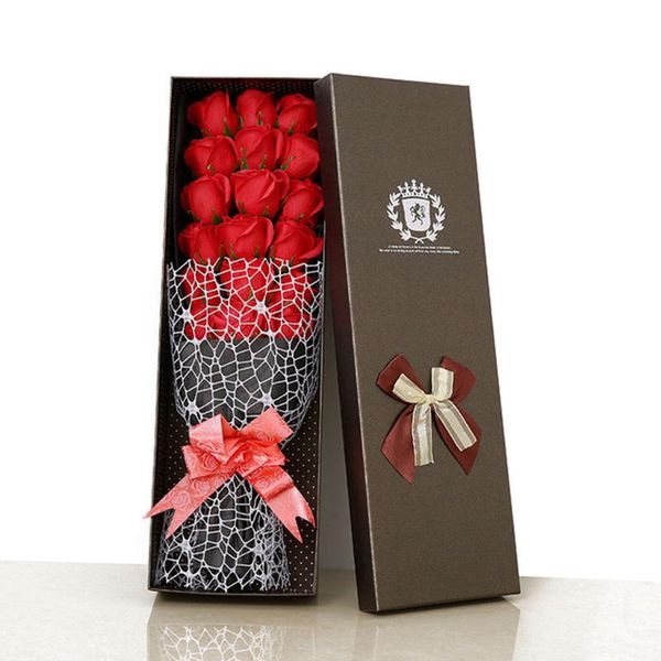 

decorative flowers & wreaths valentine gift romantic rose soap flower bouquet artificial bath petal box wedding decoration #10