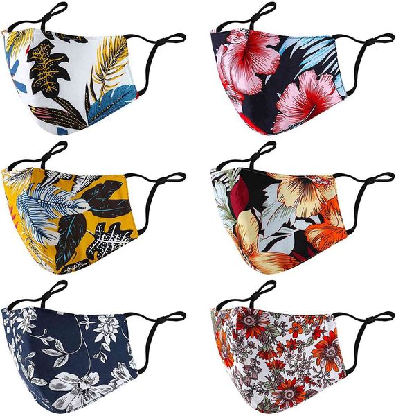 

custom logo new elegant flower printed fashion dustproof washable cotton mask