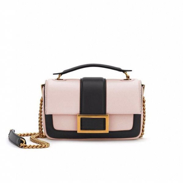 

women messenger bag chain flap bags handbag fashion genuine leather hasp patchwork color f letter lady purse, Red;black