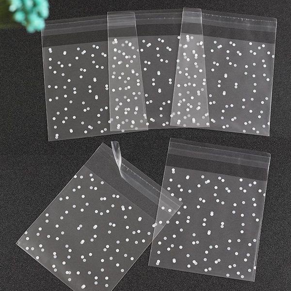 

100pcs white dots cookies package self-adhesive bags candy bag plastic biscuits packaging bread baking supplies gift wrap