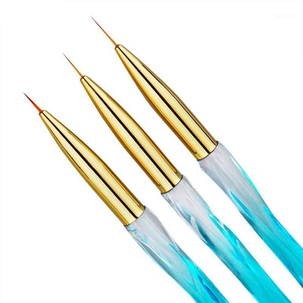

3pcs nail painted pen crystal handle art light therapy drawing pens set beauty nails tool accessories black/ gold brushes1, Yellow