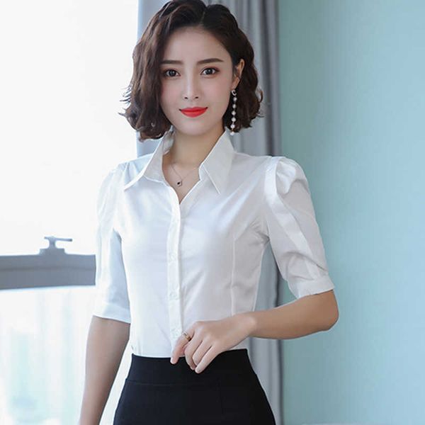 

korean women shirts woman white shirt plus size elegant v neck blouse s and blouses blusas mujer de moda 210531
