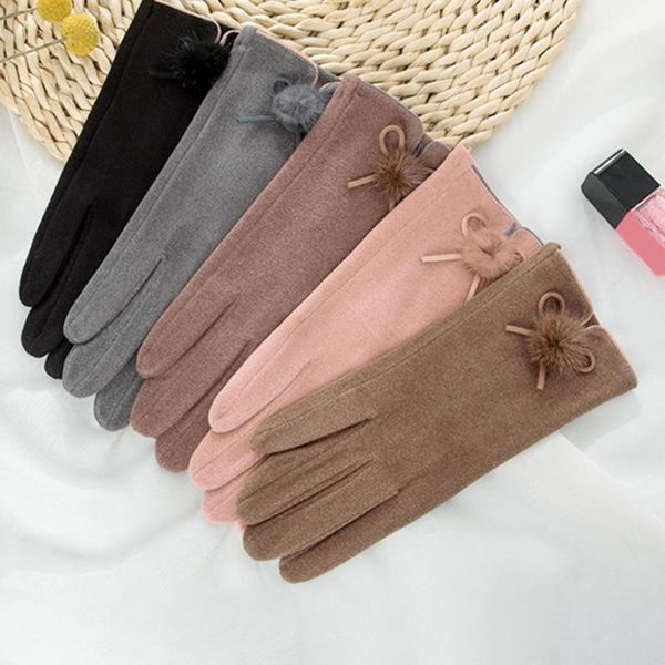 

five fingers gloves 1 pair warm sensitive windproof skin-friendly women touch screen glove riding daily costume accessories christmas gift, Blue;gray