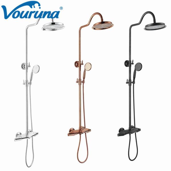 

luxurious exposed rose golden&chrome&orb&black bathroom shower set sets