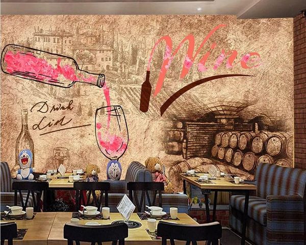 

wallpapers drop custom wallpaper mural vintage retro lounge wine cellar bar coffee shop el tv background painting