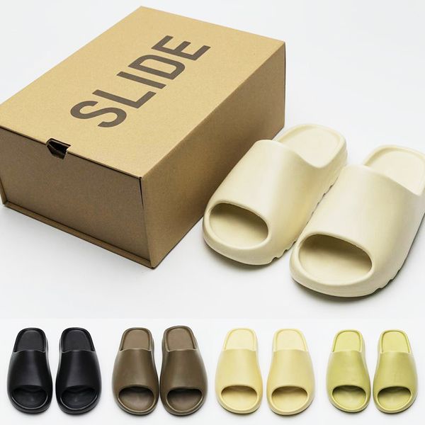 

men 2021west fashion women resin bone earth brown desert sand eva foam kanye mens slipper slippers sandals size 35-45 summer luxurys yeezzys, Black