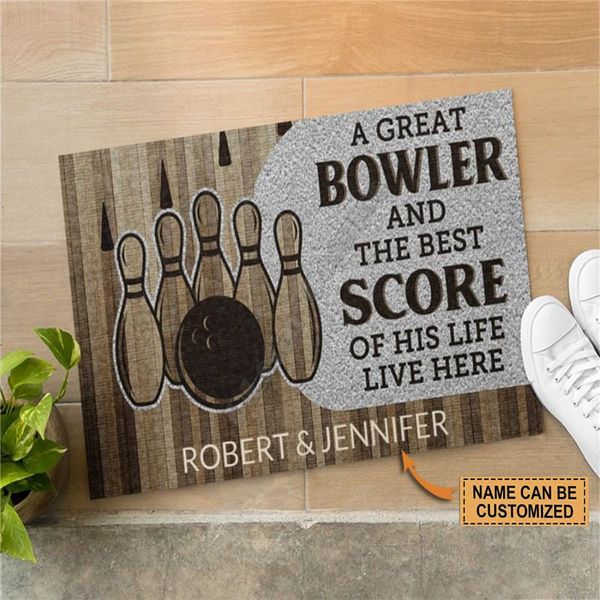

carpets personalized a great bowler and the score of his life live here doormat non slip door floor mats decor porch