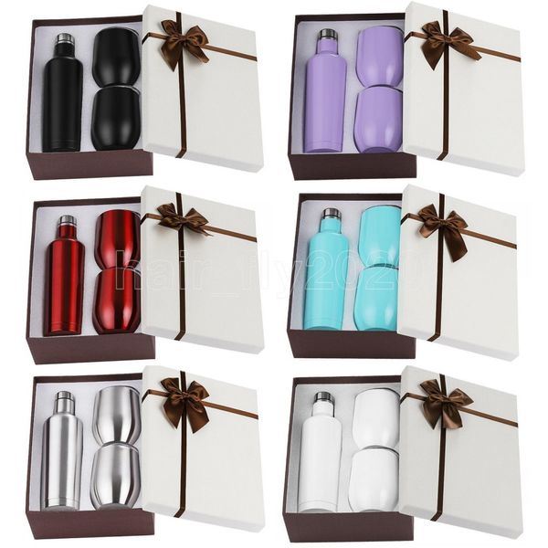 

3pcs/set gift wine tumbler mugs set stainless steel double wall insulated with one 500ml bottle two 12oz wine tumbler fy4516 dhl ship