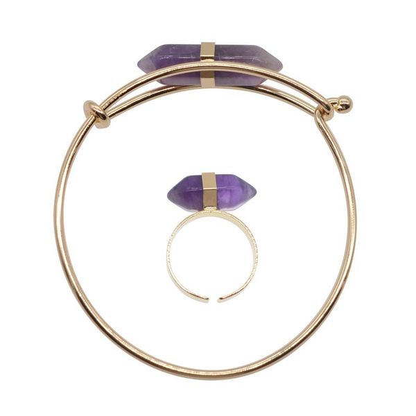 

earrings & necklace 2021 crystal jewelry purple natural stone bangle rings for sets schmucksets damen, Silver