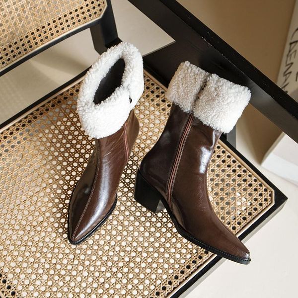 

boots 2021 winter youth korean style handmade side zipper pointed fashion, Black