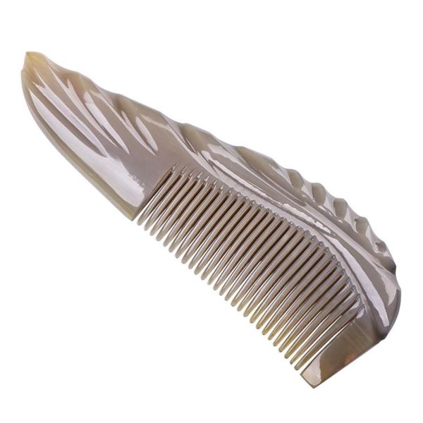 

1pc natural yak horn comb hair straighter elegant thicken edge brushes, Silver