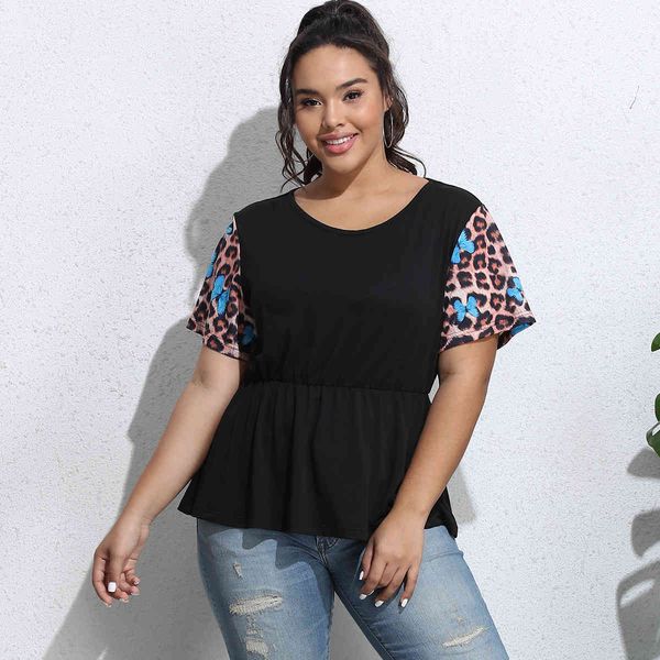 

Plus size Dresses Hy365005# Casual Large Short Sleeve T-shirt, Black