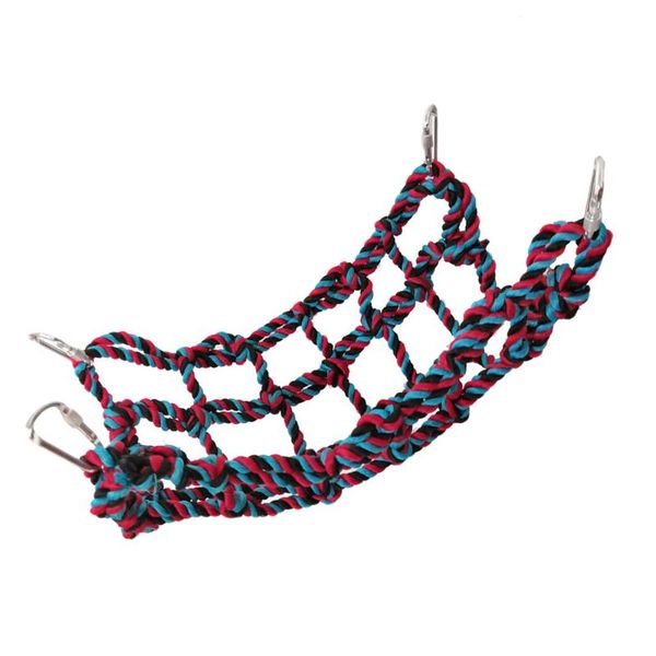 

aquariums colorful pet net hammock parrot cage rope climbing ladder creative birds play gym pendant (black size)